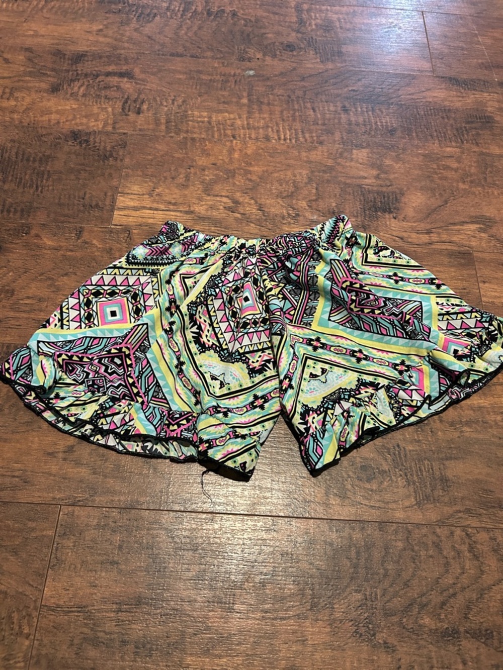 Aztec Print Skort Shorts in Mint, Pink & Black